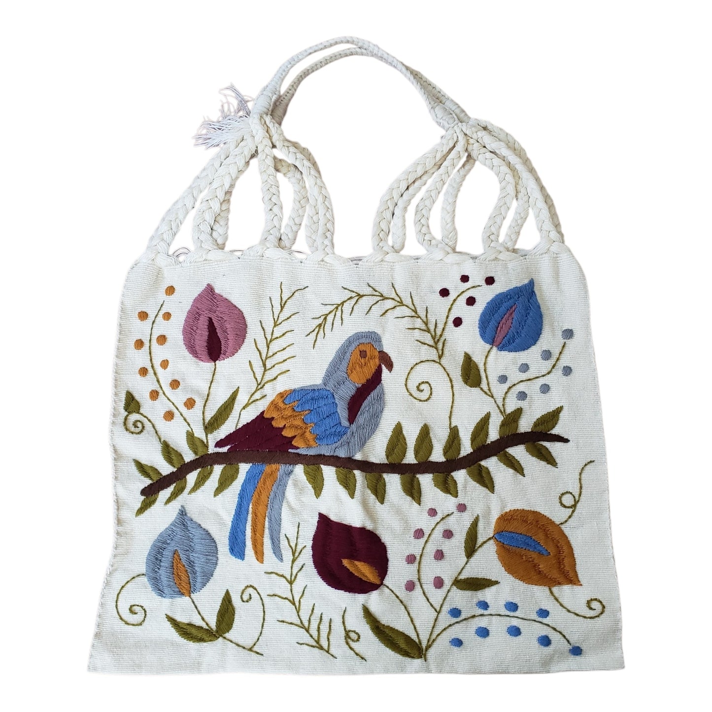 Embroidered Mexican Woven Tote Bag