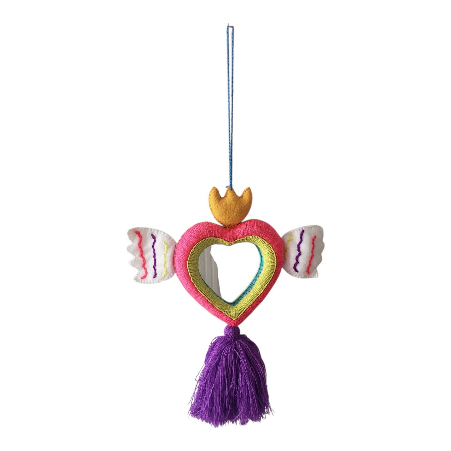 Milagros Heart Felt Mirror from Mexico