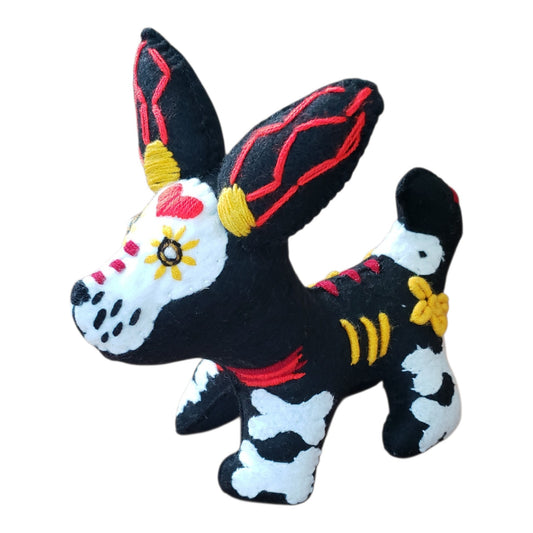 Dia de Muertos Felt Skeleton Sugar Skull Dog