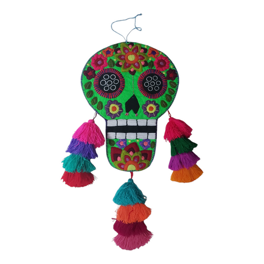 Sugar Skull Felt Pom Pom Wall Hanging