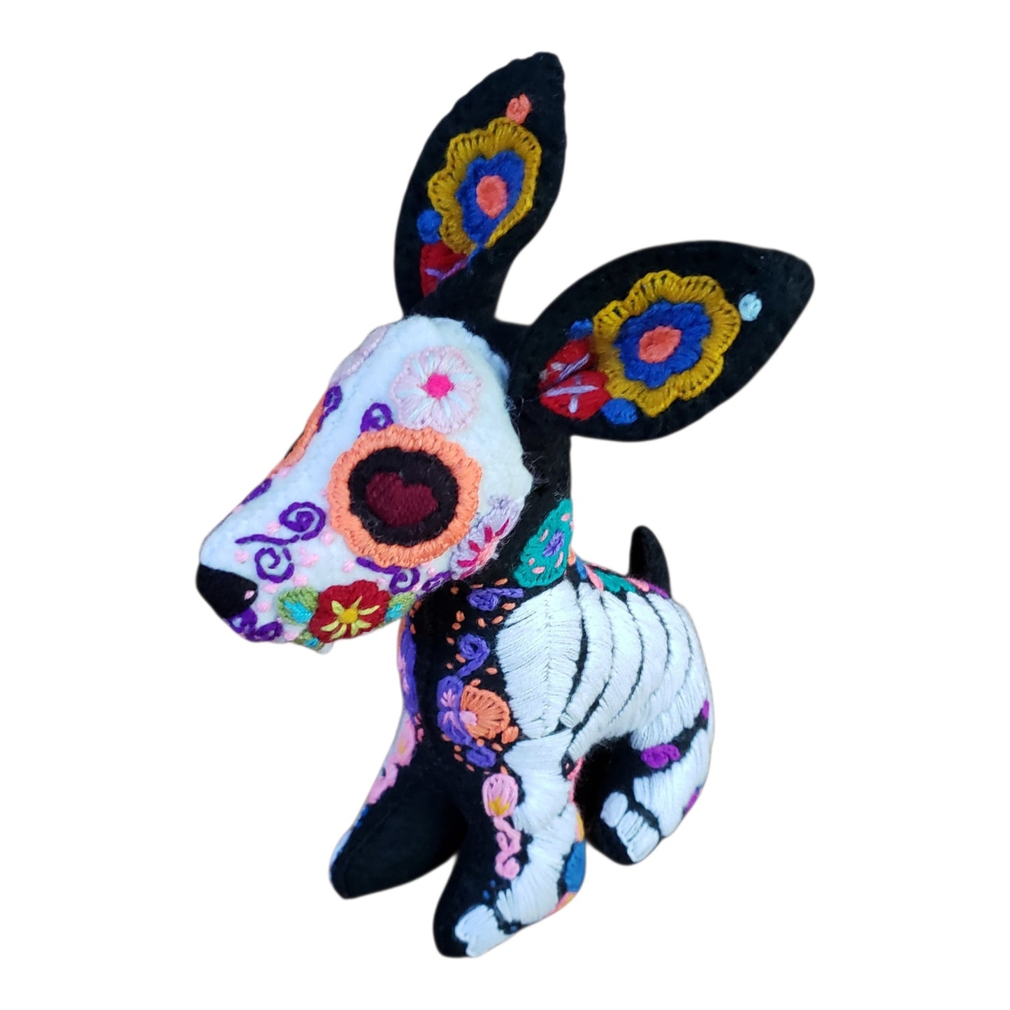 Dia de Muertos Felt Skeleton Sugar Skull Dog Xoloitzcuintli