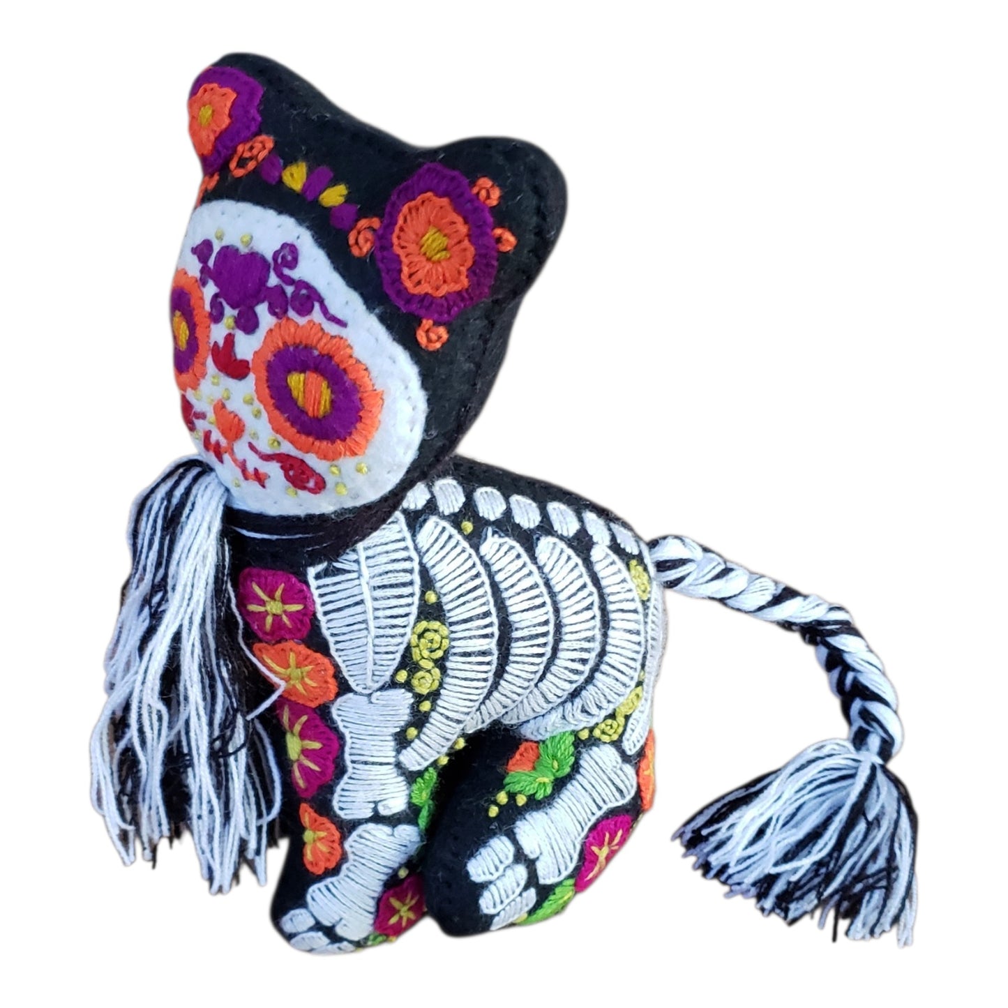 Dia de Muertos Felt Skeleton Sugar Skull Cat