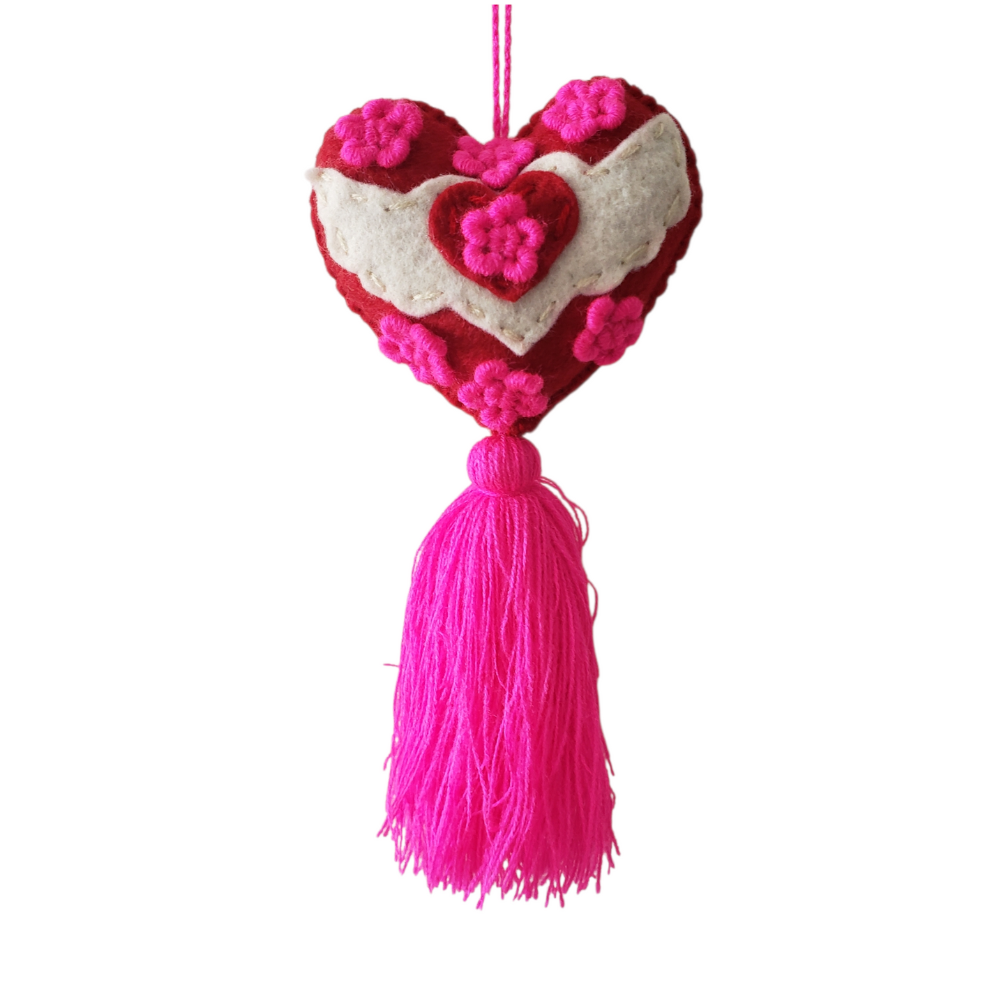 Felt Heart Valentine's Day Ornament from Mexico