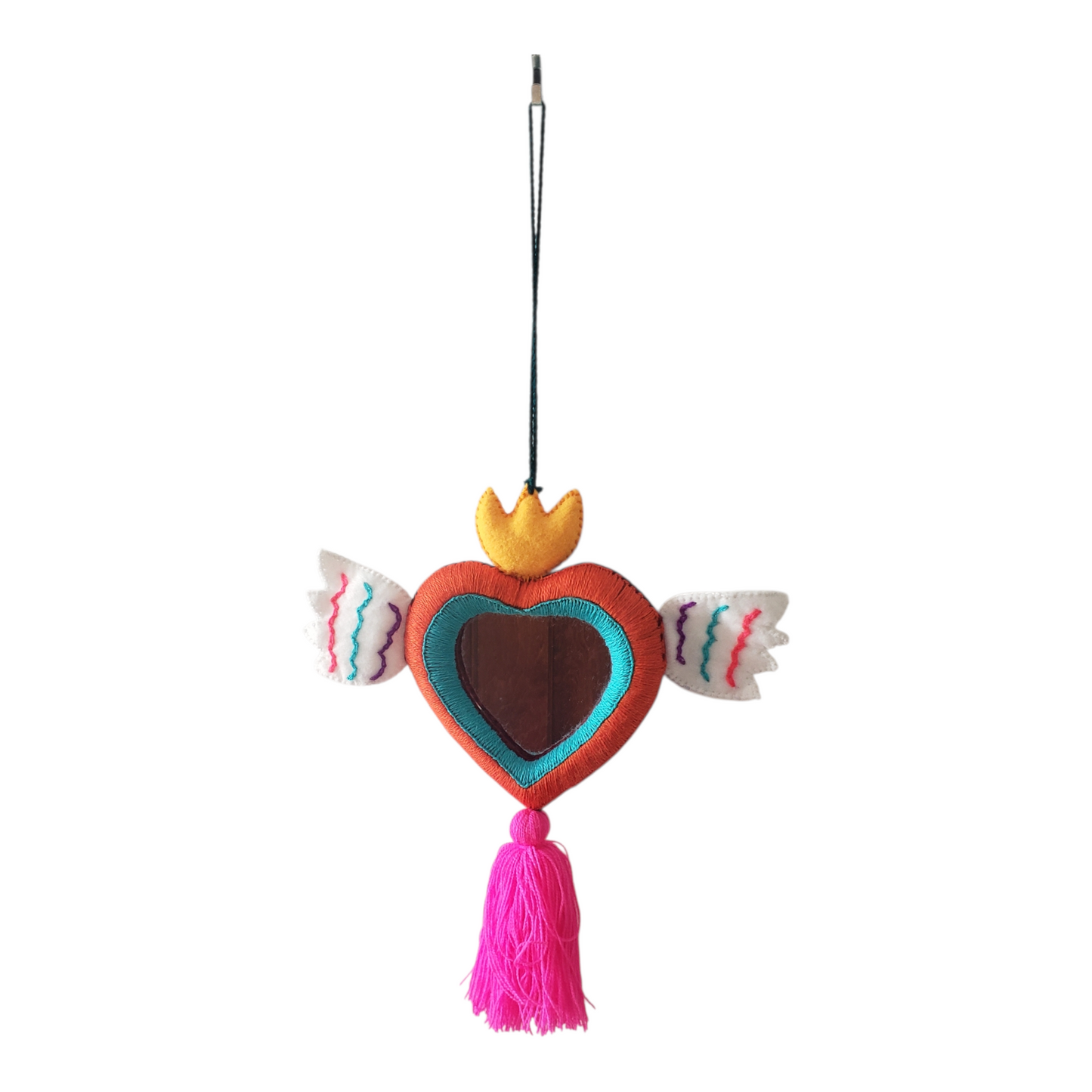 Milagros Heart Felt Mirror from Mexico