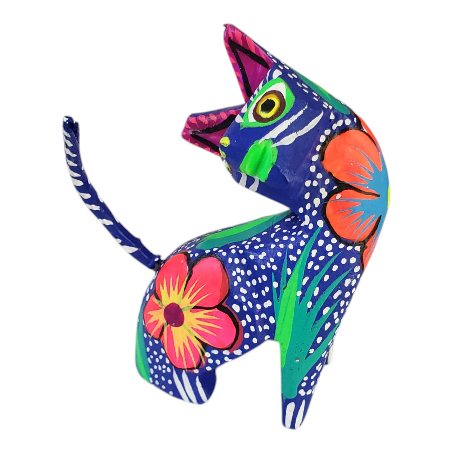 Oaxacan Alebrije Cat Mini Wood Carving Mexican Hand Painted