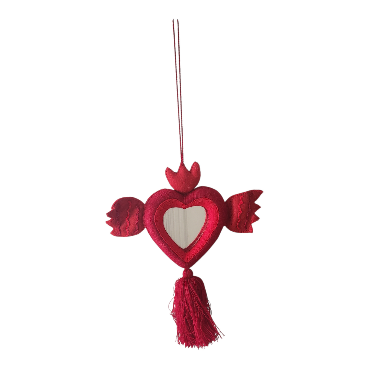 Milagros Heart Felt Mirror from Mexico