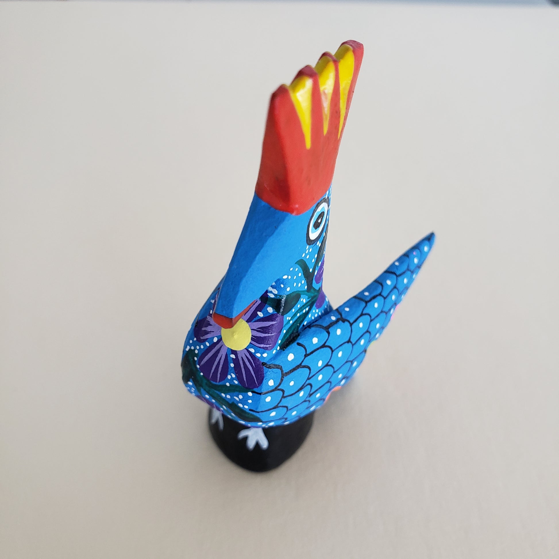 Rooster Mini Oaxacan Alebrije Wood Carving Mexican Hand Painted Chicken - The Little Pueblo