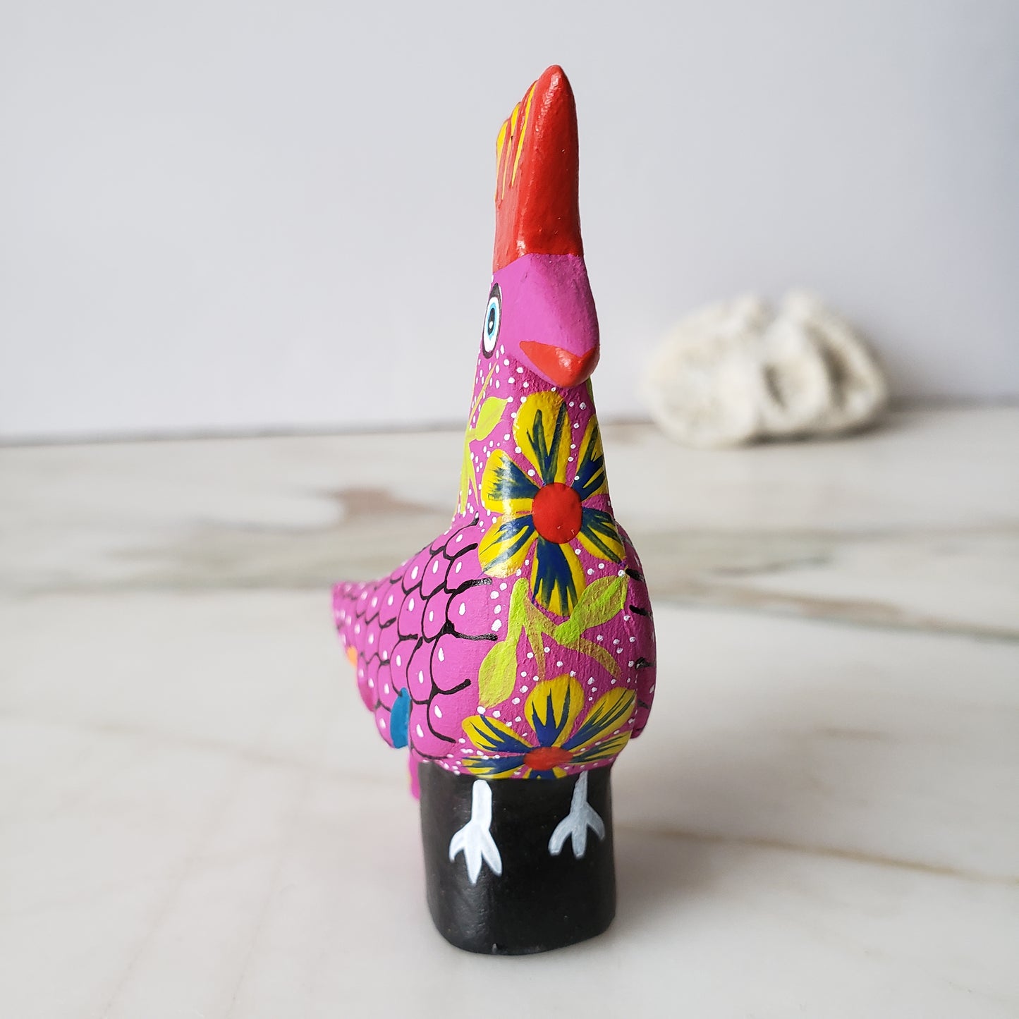 Rooster Mini Oaxacan Alebrije Wood Carving Mexican Hand Painted Chicken - The Little Pueblo
