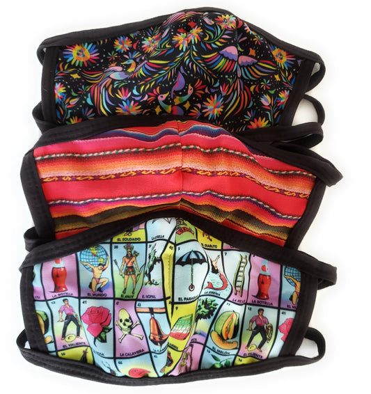 Mexican Bingo Loteria Tie Face Mask Reusable Washable Unisex