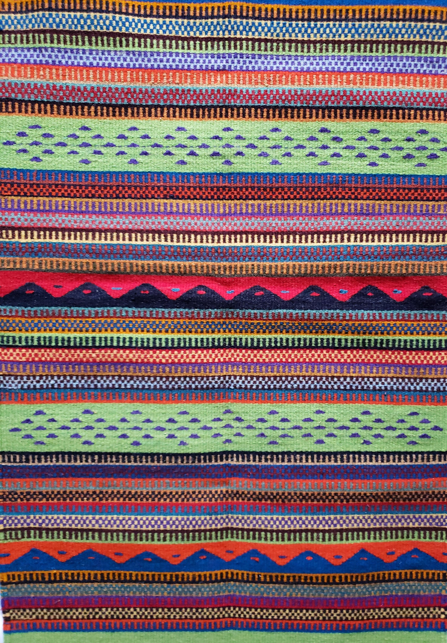 Zapotec Oaxacan Hand Woven Geometric Floor Mat Rug Reversible