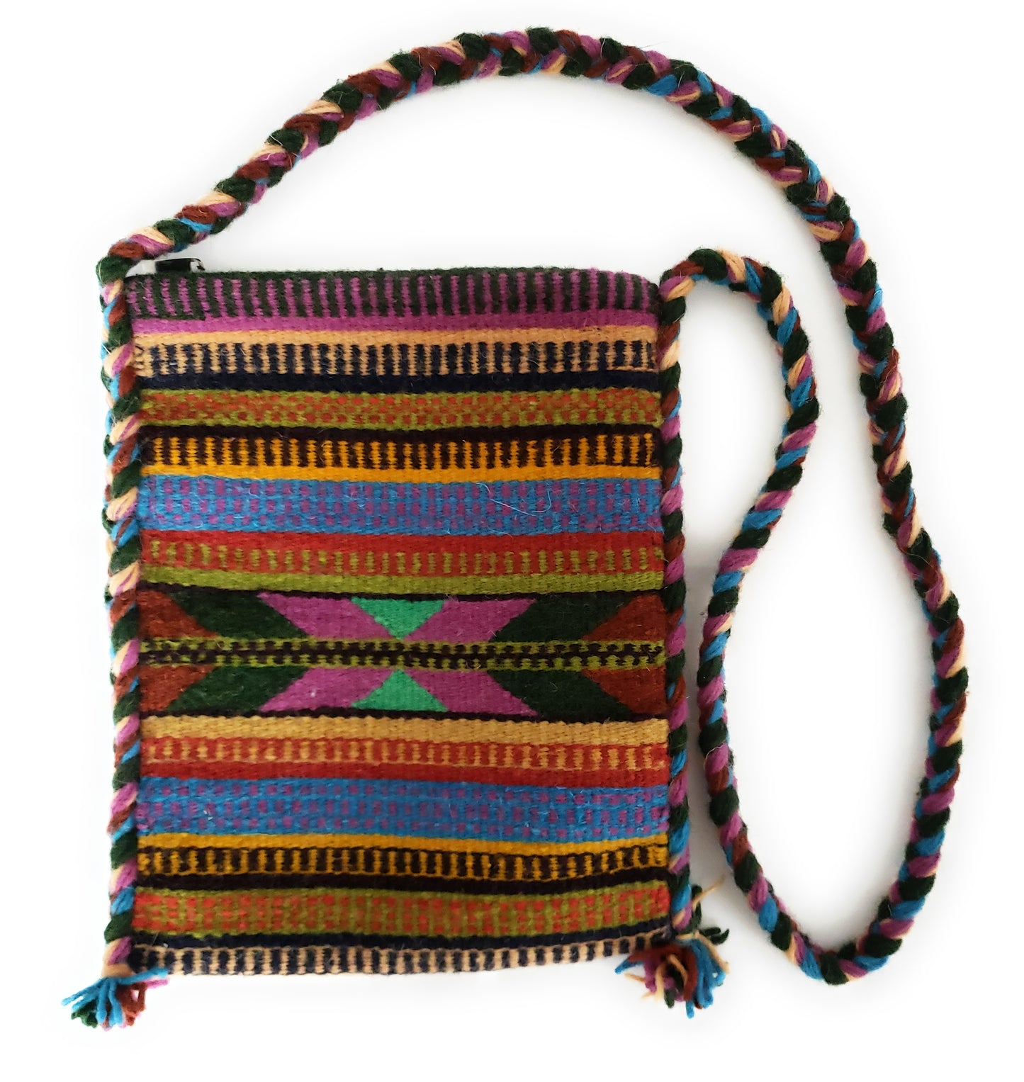 Mexican Shoulder Bag Zapotec Woven Wool Purse Oaxaca Handmade