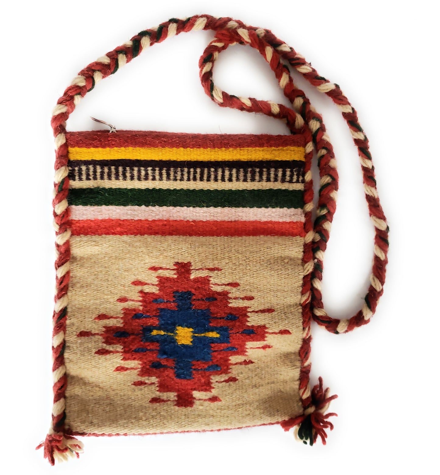 Mexican Shoulder Bag Zapotec Woven Wool Purse Oaxaca Handmade