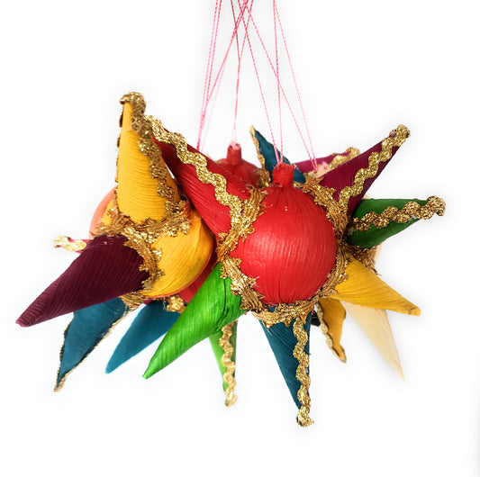Mexican Colorful Pinata Corn Husk Ornament