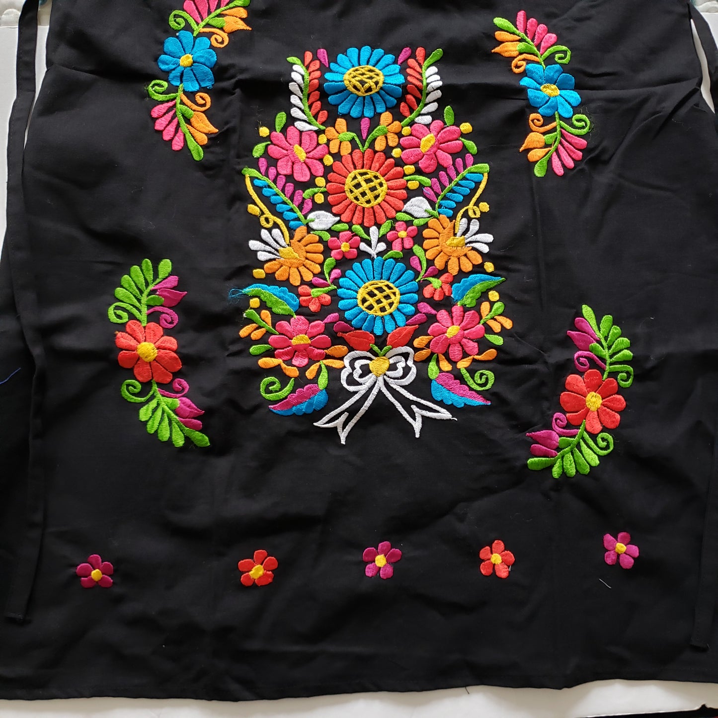 Colorful Hand Embroidered Floral Mexican Dress Size Large
