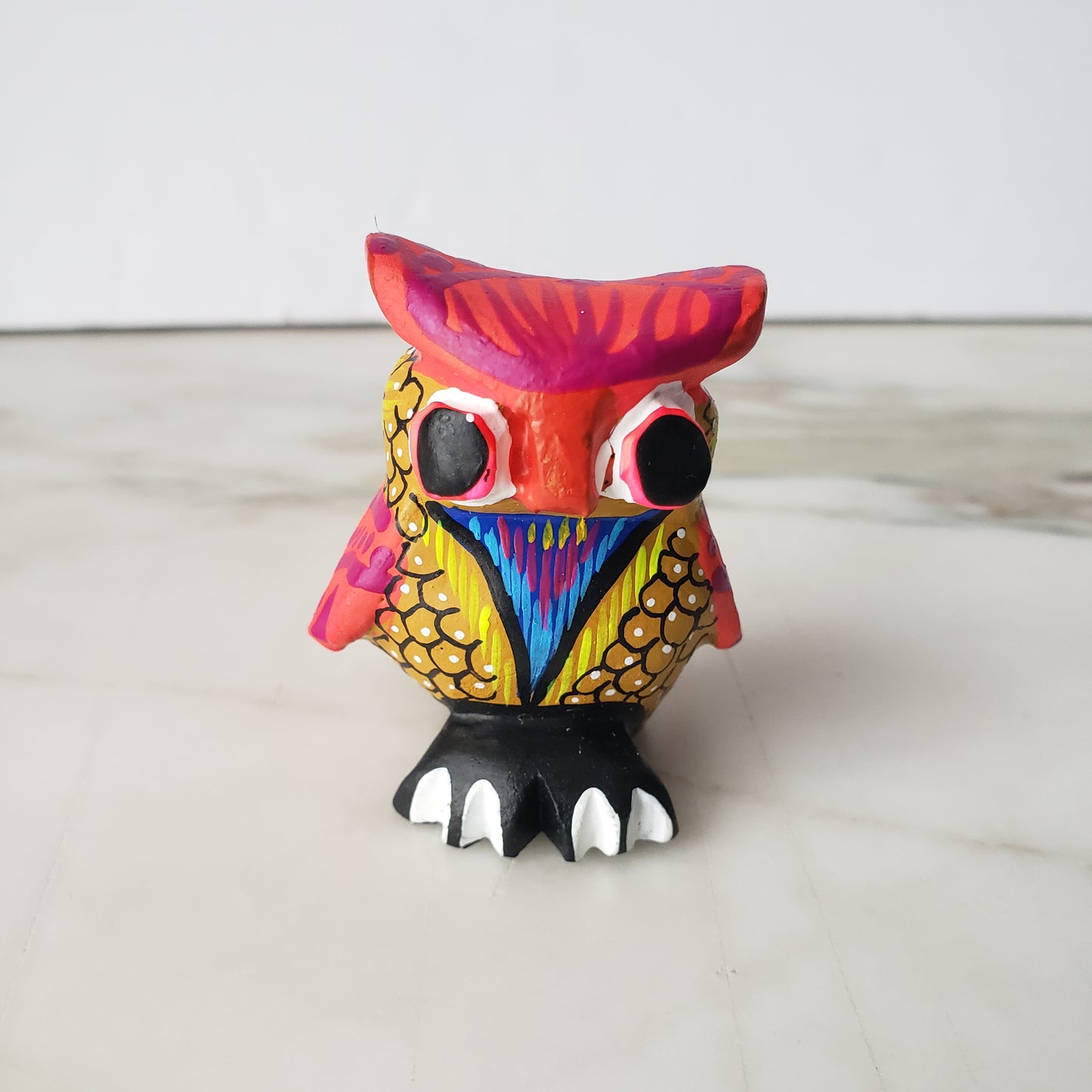 Cute Alebrije Owl Mini Wood Carving Oaxaca Hand Painted