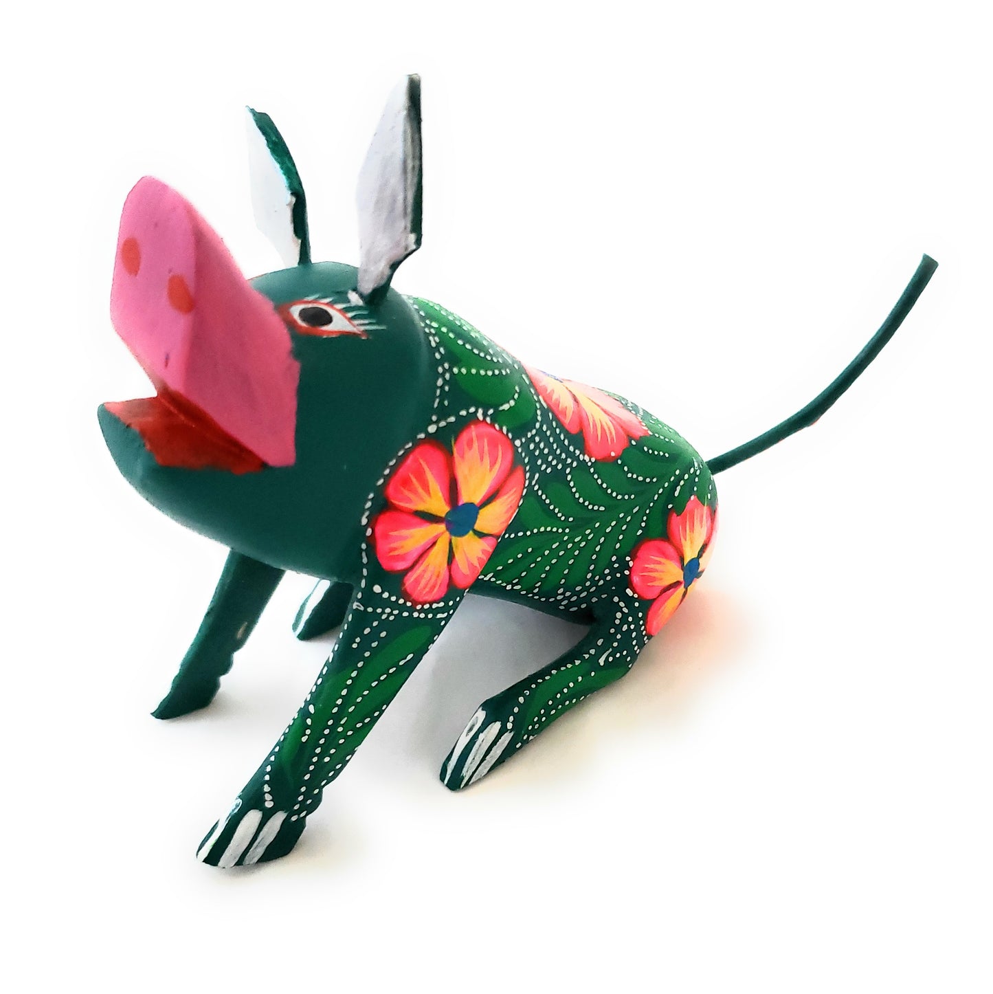 Pig Oaxacan Geen Alebrije  Wood Carving Mexican Hand Painted New