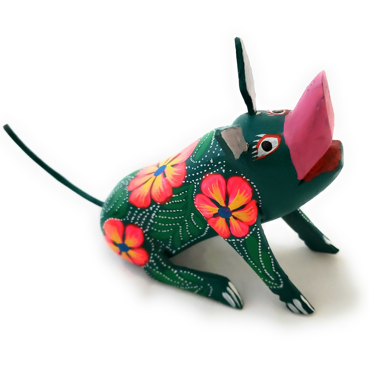 Pig Oaxacan Geen Alebrije  Wood Carving Mexican Hand Painted New