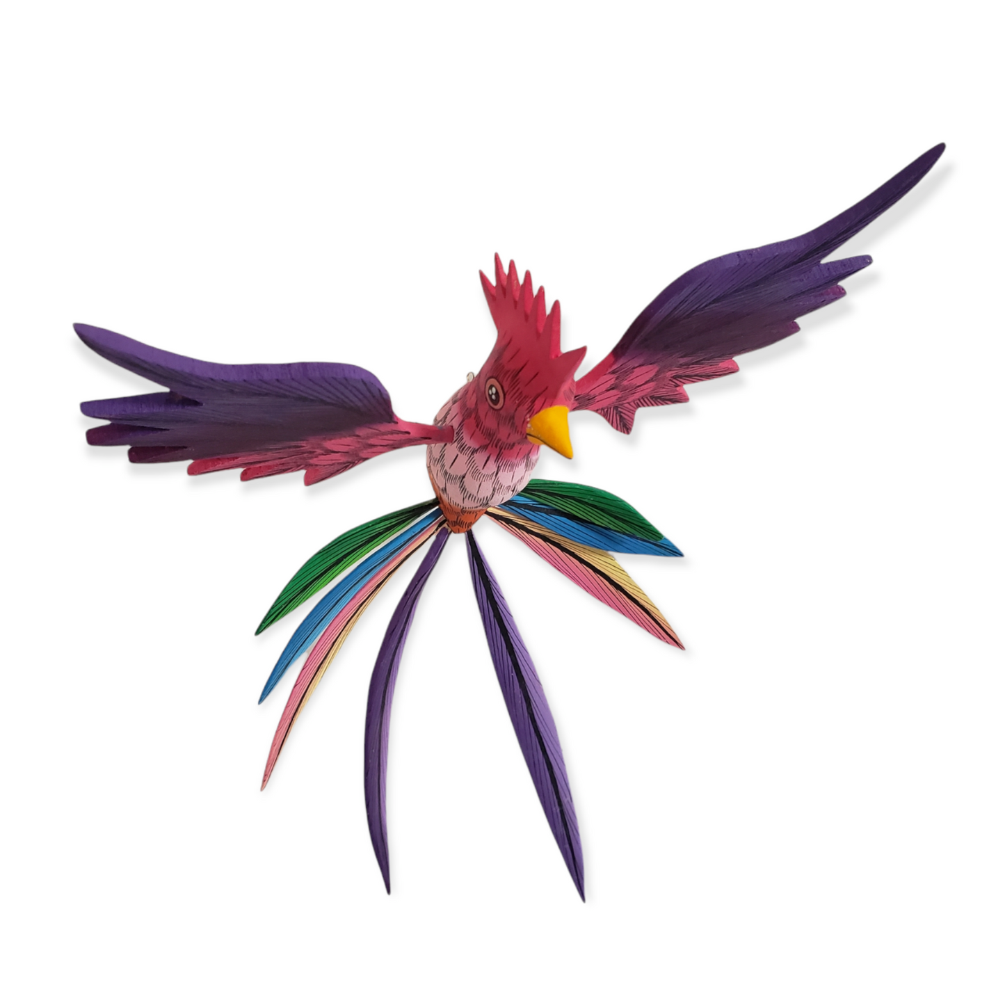 Colorful Quetzal Alebrije  Wood Carving Oaxacan Folk Art