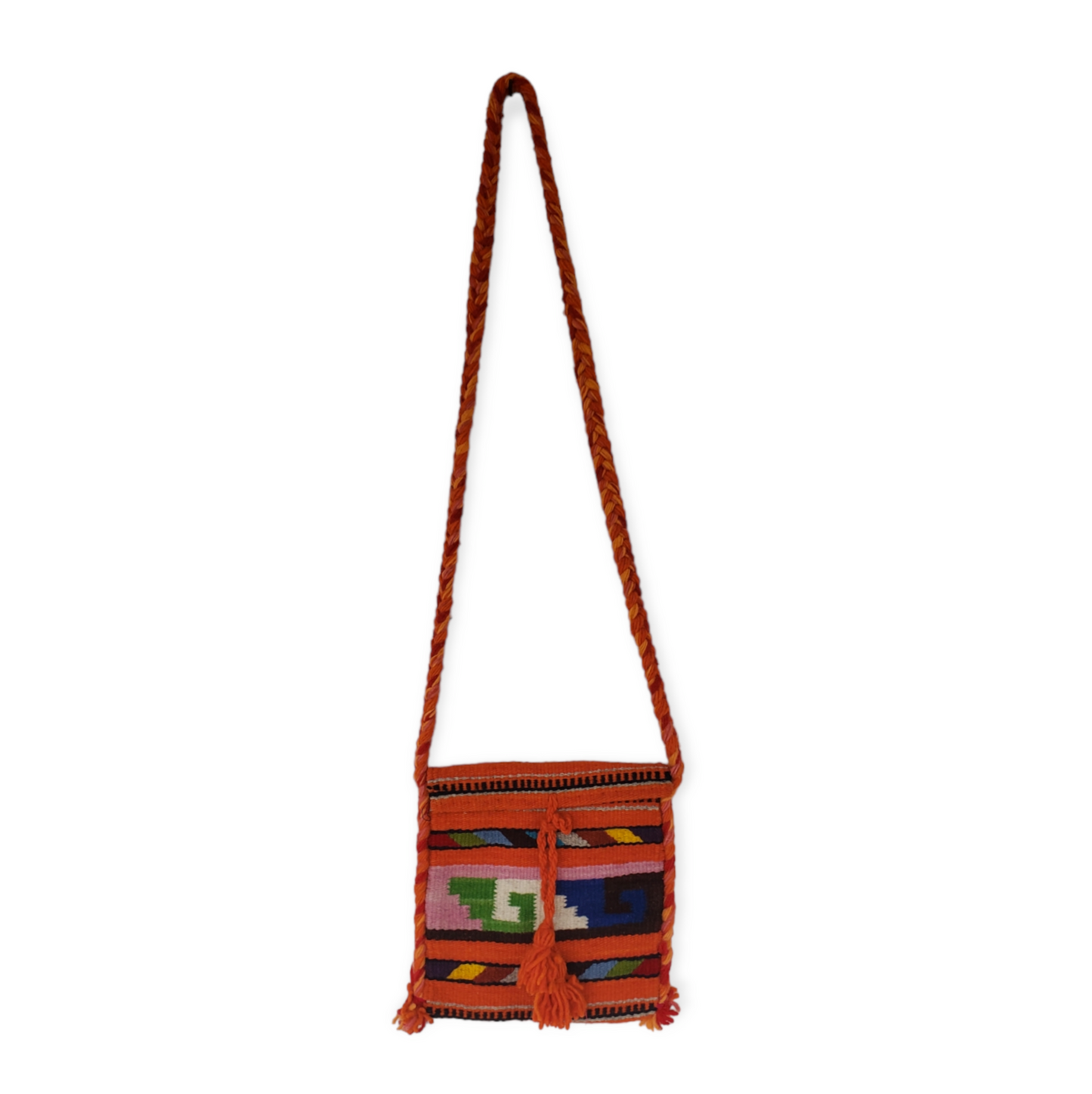 Orange Multi Color Woven Bag from Oaxaca