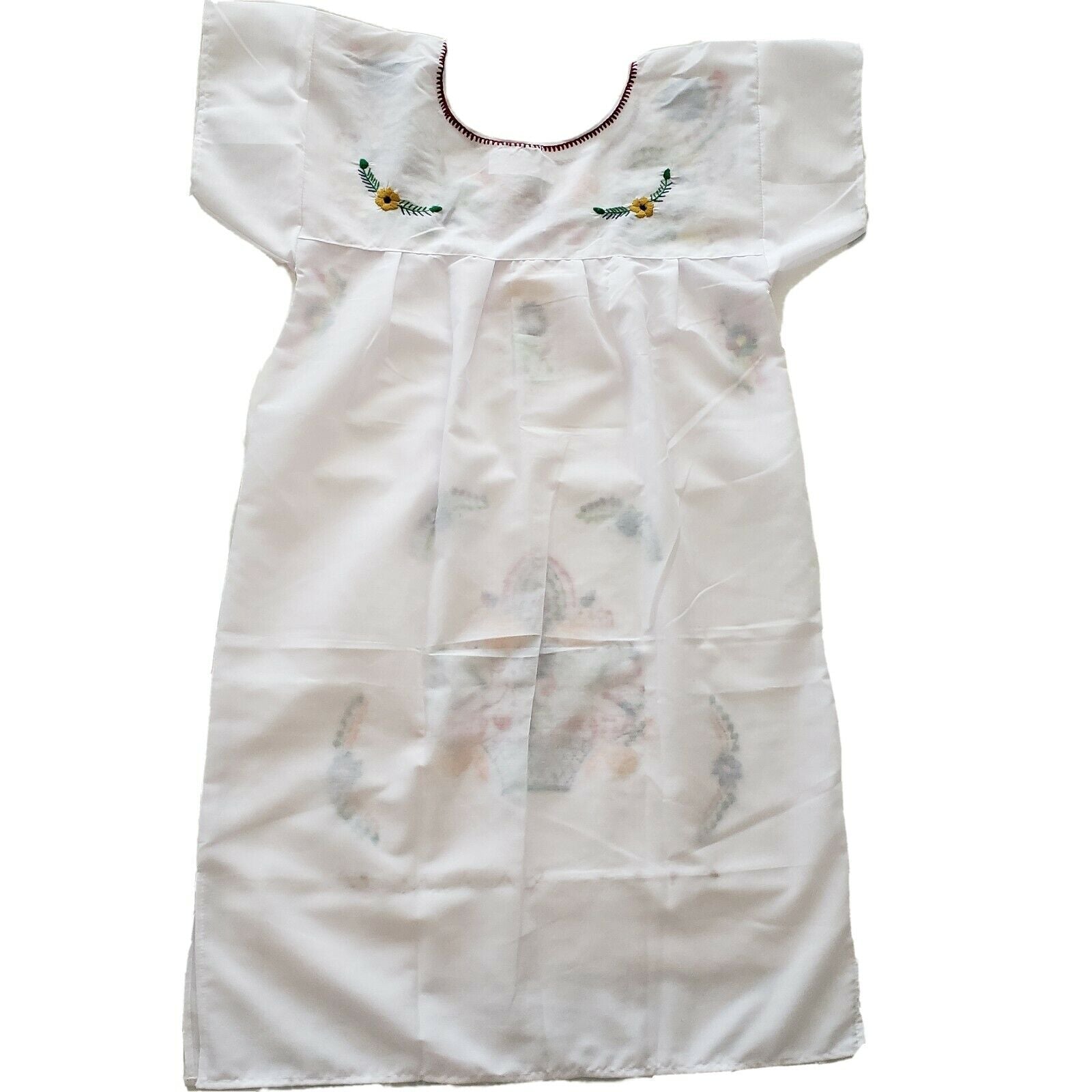 Peasant Hand Embroidered Floral Mexican Dress - The Little Pueblo