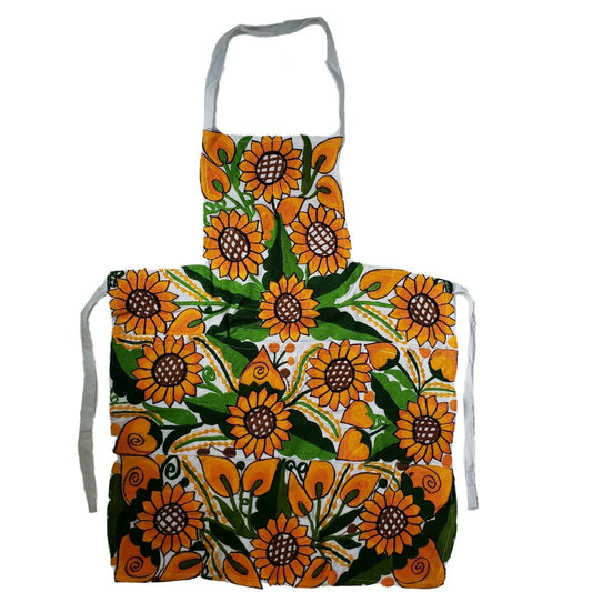 Embroidered Sunflower Apron With Pockets