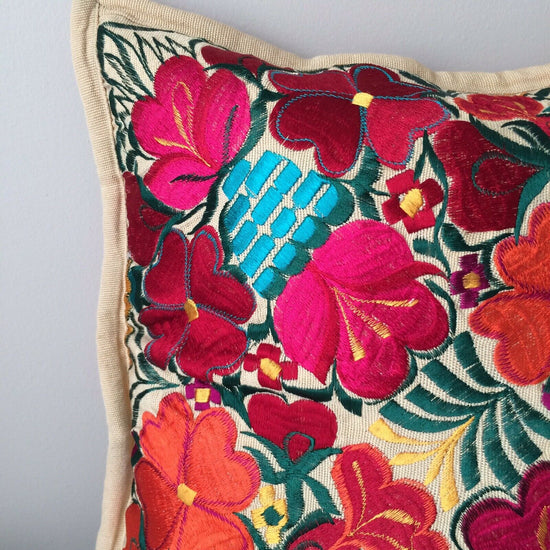 Mexican Pillow Cover Oaxaca Handmade Embroidered Decorative Pillow Cas