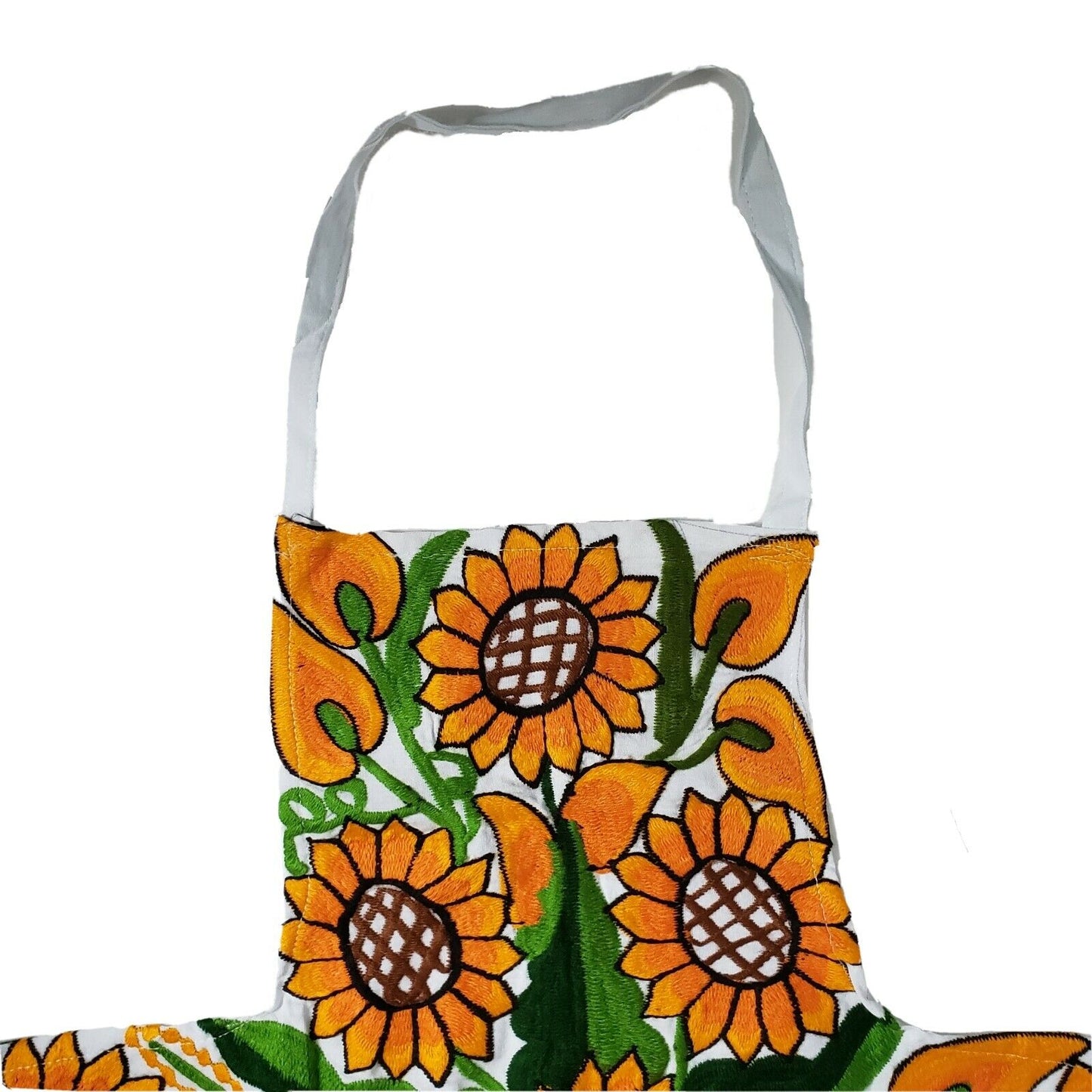 Embroidered Sunflower Apron With Pockets