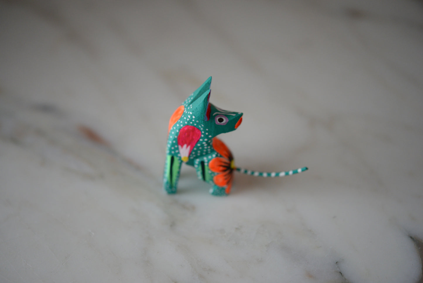 Oaxacan Alebrije Coyote Mini Wood Carving Mexican Hand Painted - The Little Pueblo