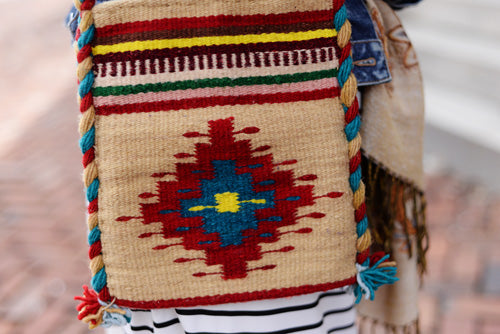Mexican Shoulder Bag Zapotec Woven Wool  Purse Oaxaca Handmade - The Little Pueblo