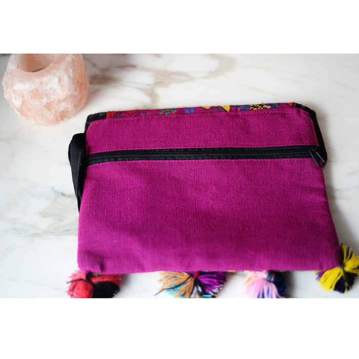 Mexican Embroidered Clutch Bag With Tassels Handmade Colorful - The Little Pueblo