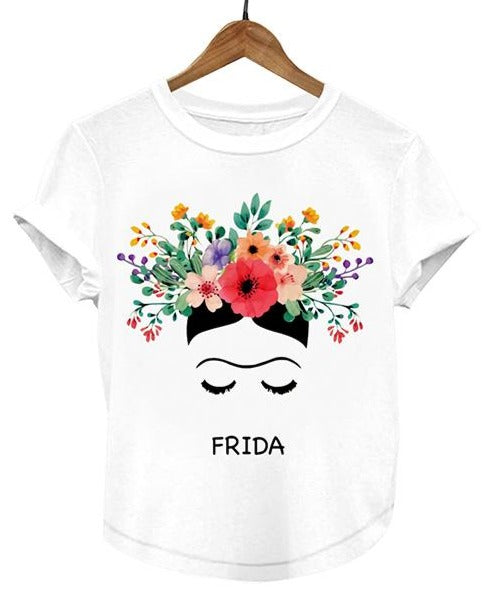Frida Kahlo Women's Graphic Tee Floral Mexican T-Shirt - The Little Pueblo
