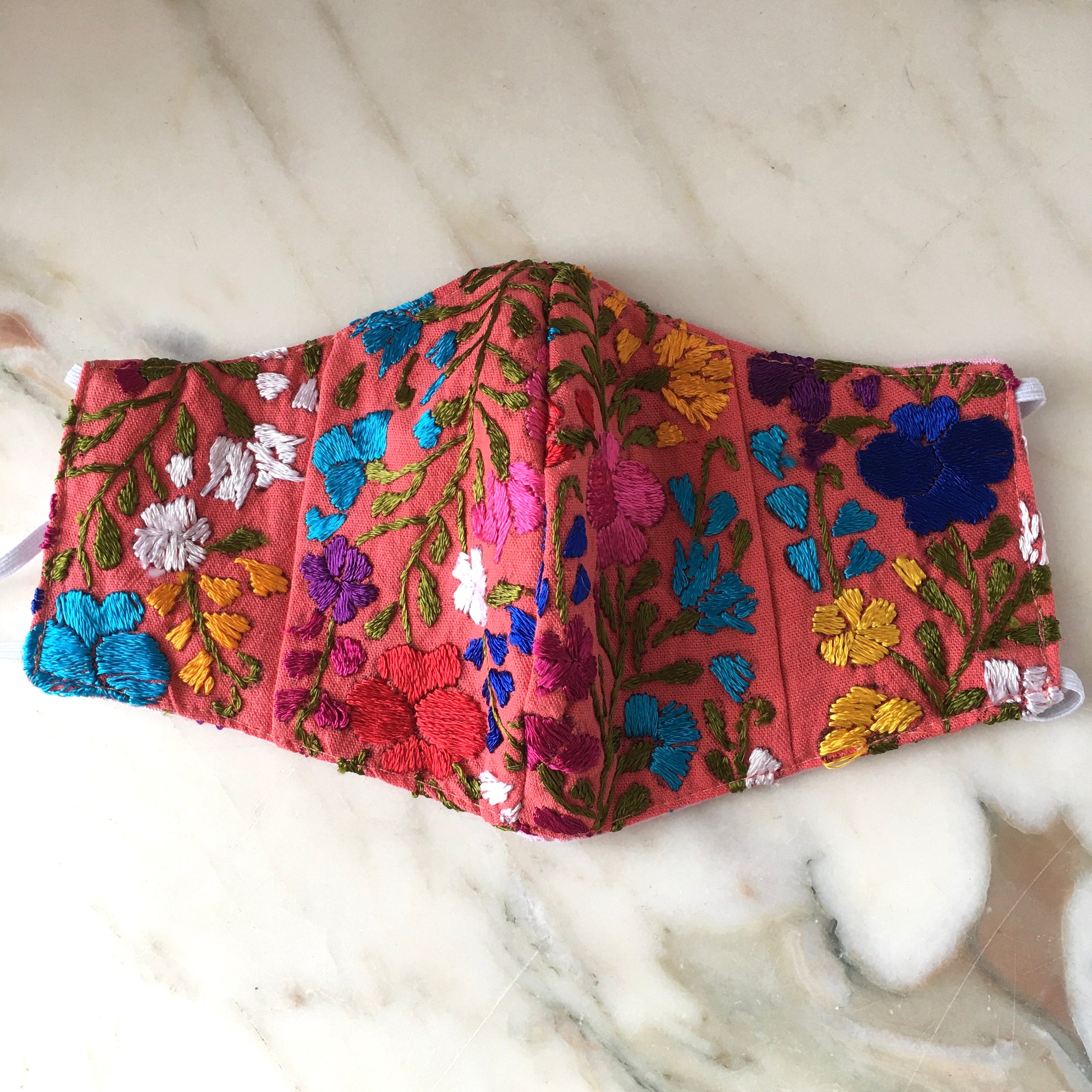 Floral Embroidered Face Mask from Oaxaca - The Little Pueblo