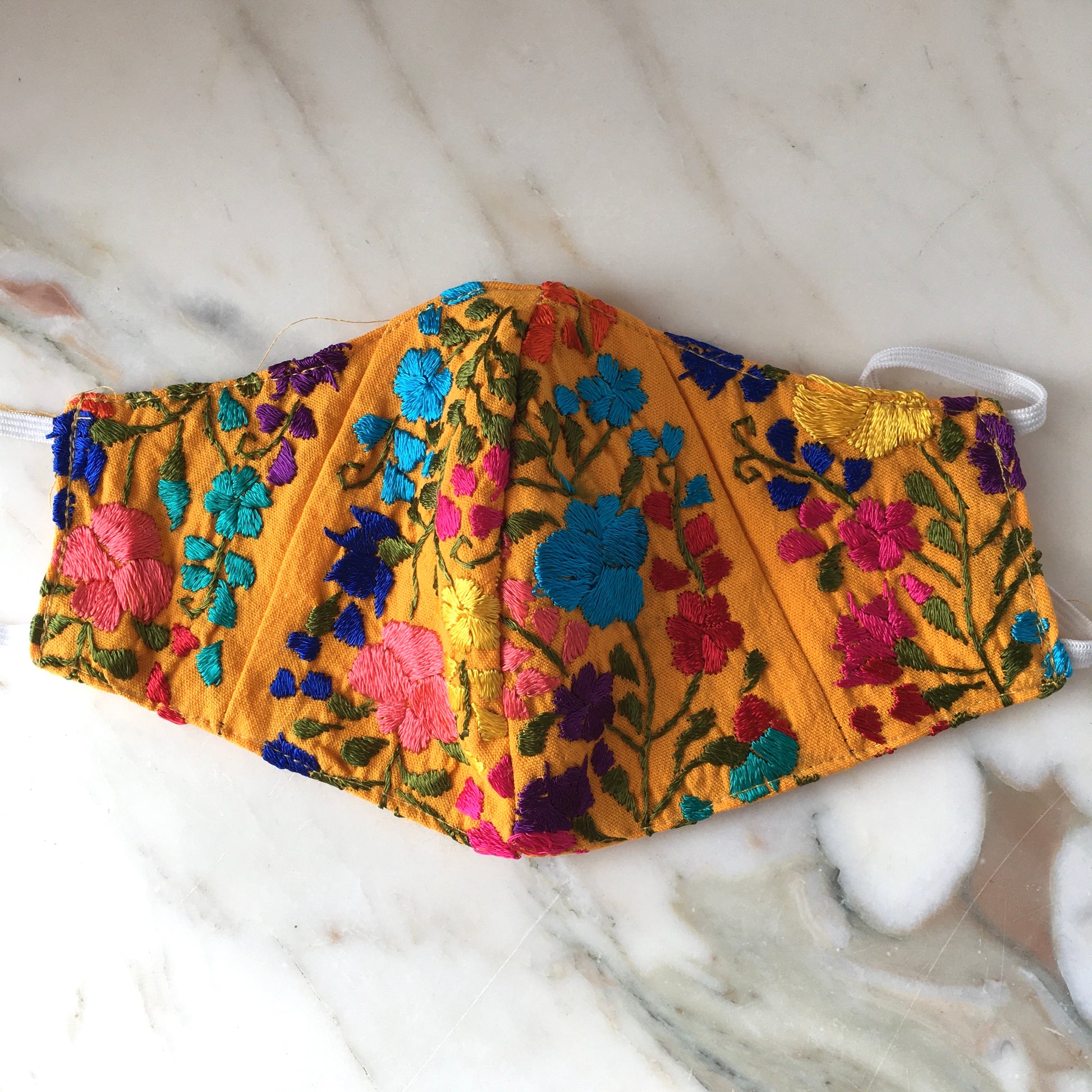 Floral Embroidered Face Mask from Oaxaca - The Little Pueblo