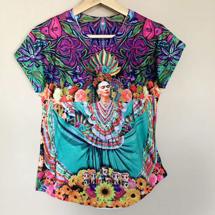 Frida Kahlo Graphic Tee Floral Mexican T-Shirt - The Little Pueblo