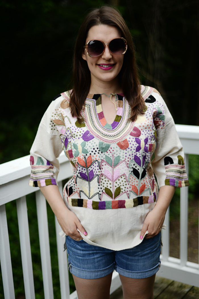 Mexican style store embroidered shirts