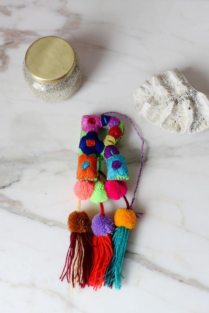 Letters - Mexican Letter Embroidered Ornaments handmade in Chiapas Mexico - The Little Pueblo