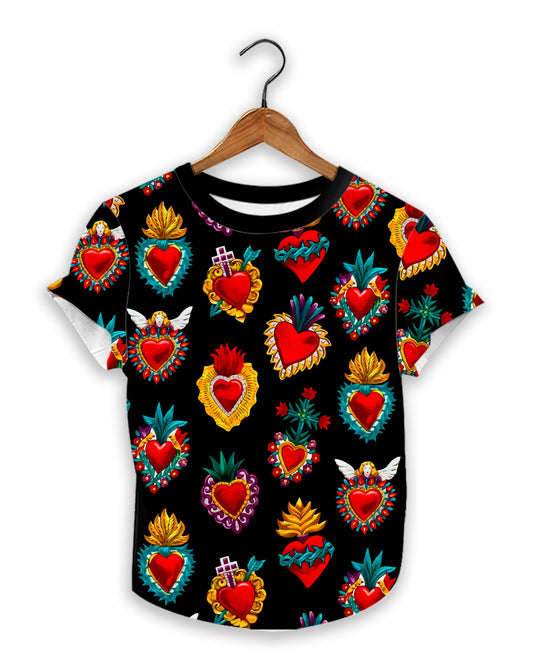 Milagros The Sacred Heart Graphic T-Shirt Black