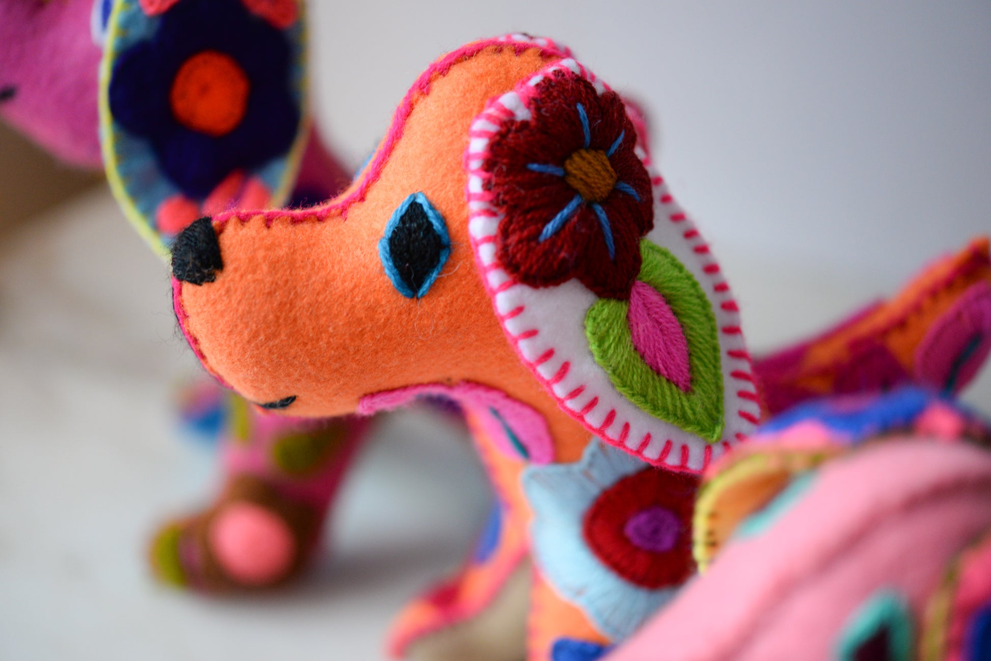Handcrafted Felt Embroidered Dog from Mexico - The Little Pueblo