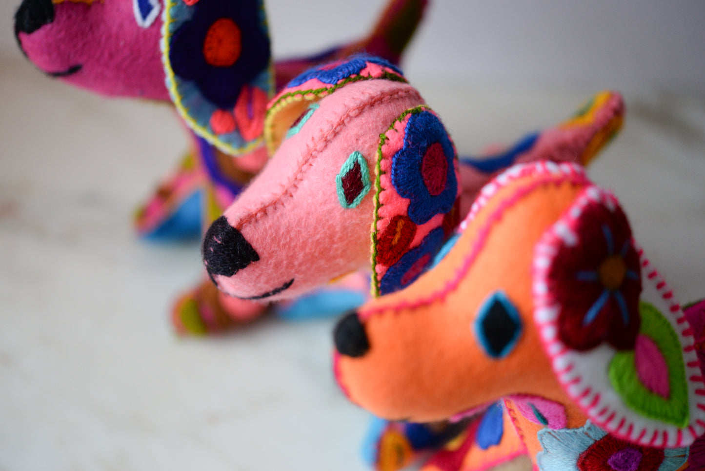 Handcrafted Felt Embroidered Dog from Mexico - The Little Pueblo
