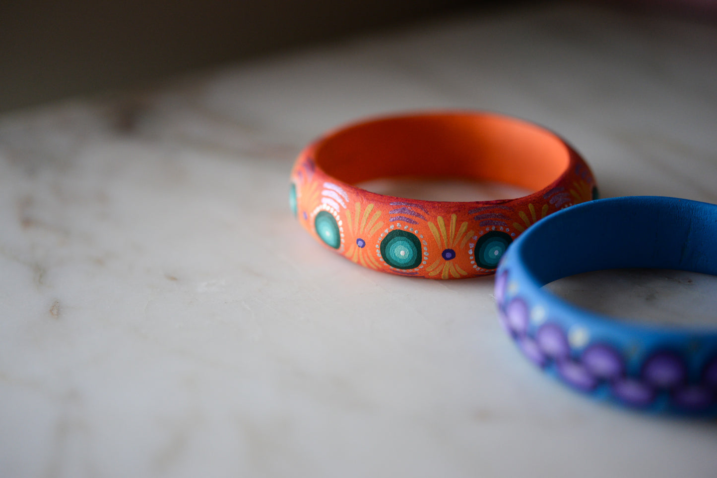 Handmade Painted Bangle Bracelet - Mexican Folk Art - The Little Pueblo