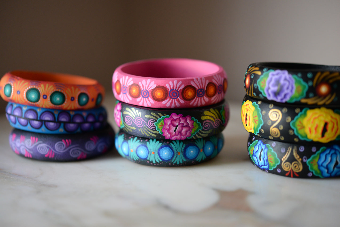 Handmade Painted Bangle Bracelet - Mexican Folk Art - The Little Pueblo