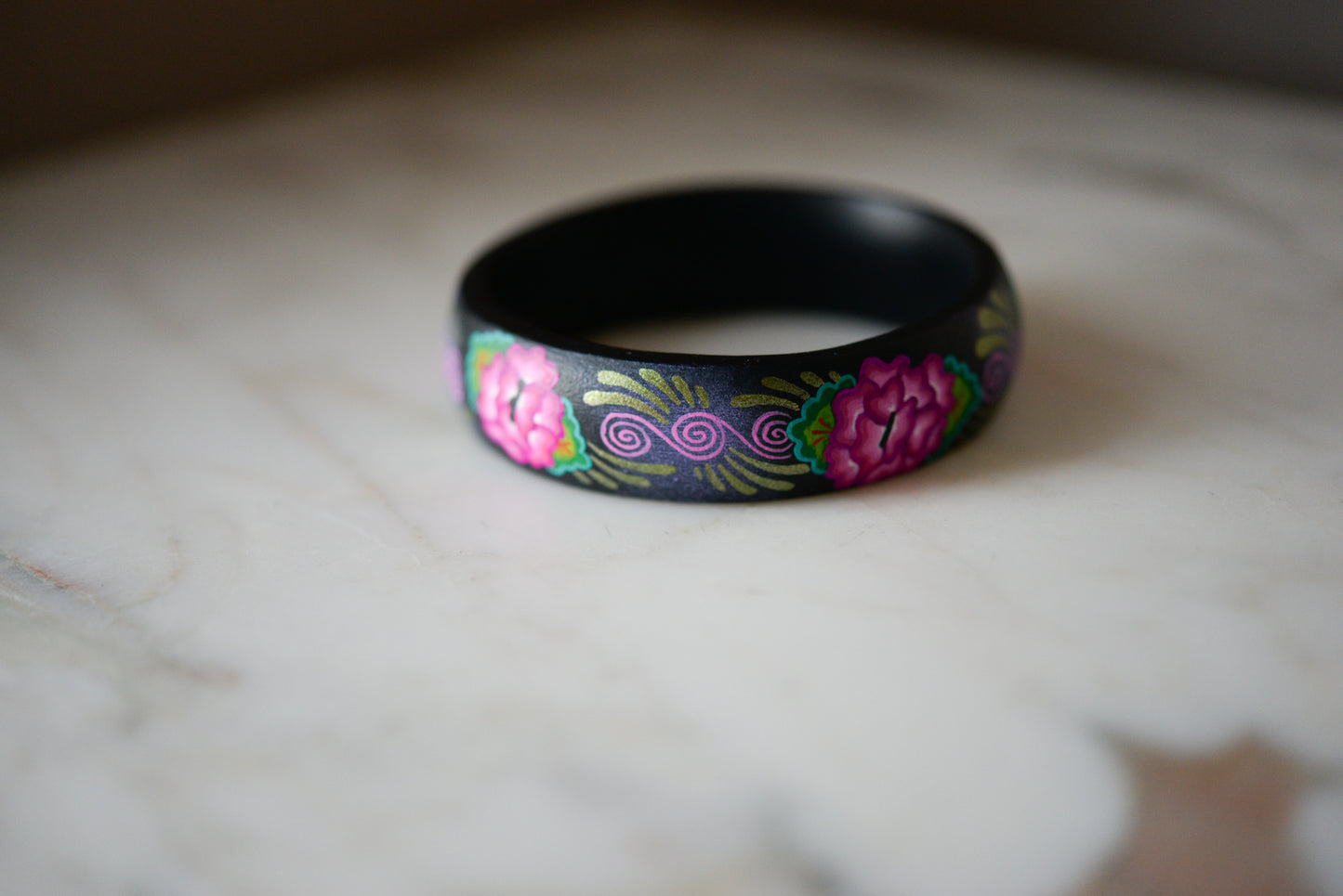 Handmade Painted Bangle Bracelet - Mexican Folk Art - The Little Pueblo