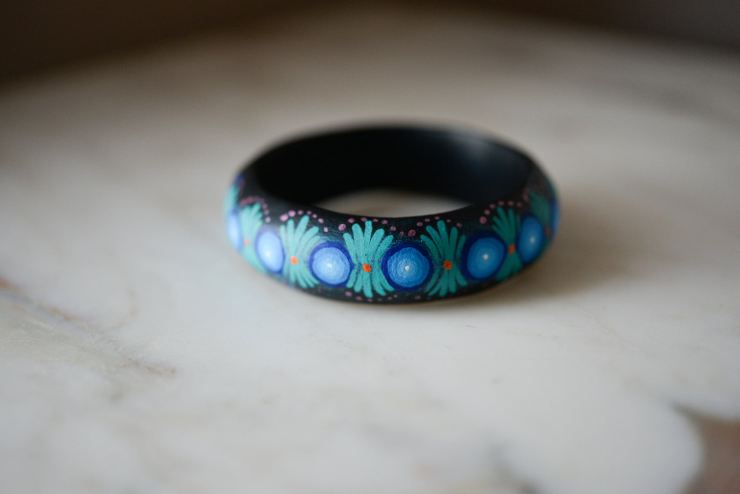 Handmade Painted Bangle Bracelet - Mexican Folk Art - The Little Pueblo