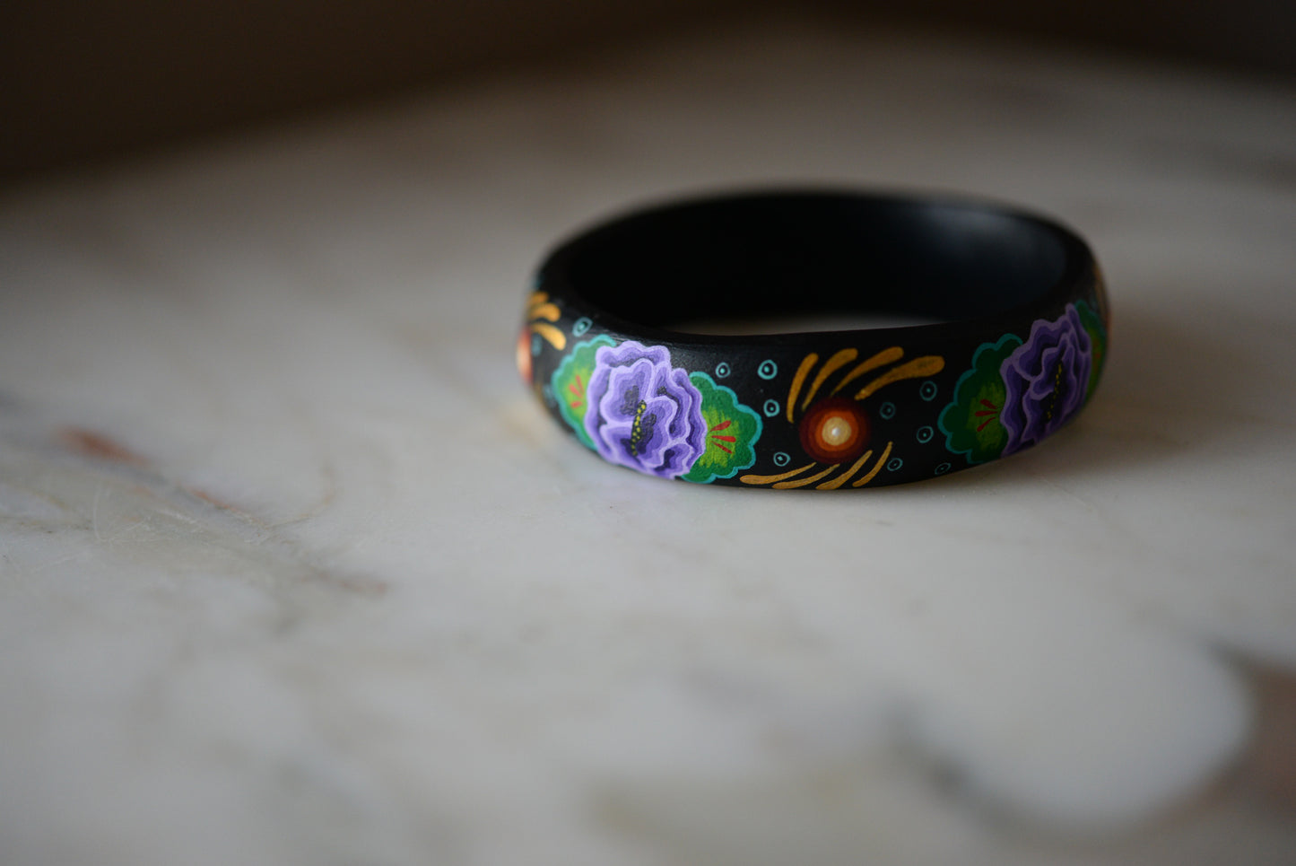 Handmade Painted Bangle Bracelet - Mexican Folk Art - The Little Pueblo