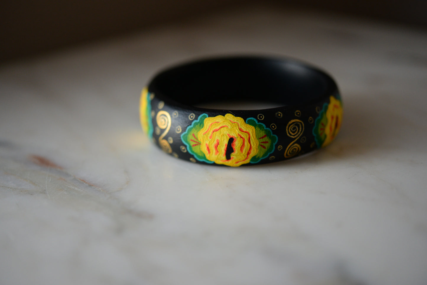 Handmade Painted Bangle Bracelet - Mexican Folk Art - The Little Pueblo